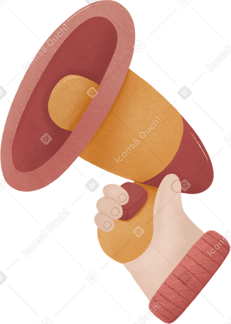 hand holds a red megaphone PNG, SVG