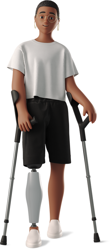 young woman with prosthetic leg PNG, SVG