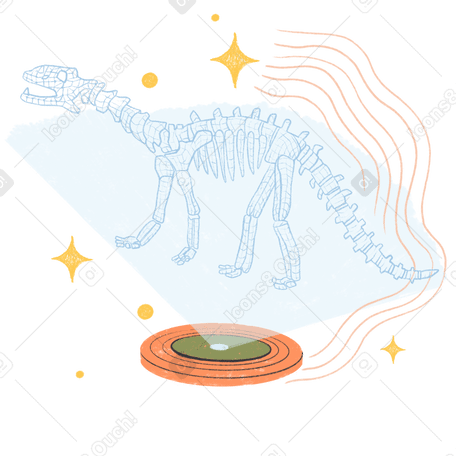 Ologramma di uno scheletro di dinosauro PNG, SVG