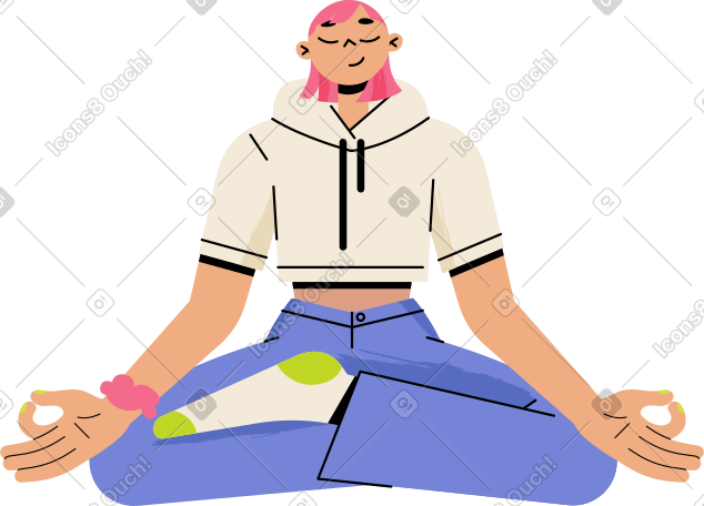 年轻女子盘膝 PNG, SVG