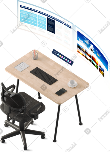 Table and vr-monitors PNG, SVG