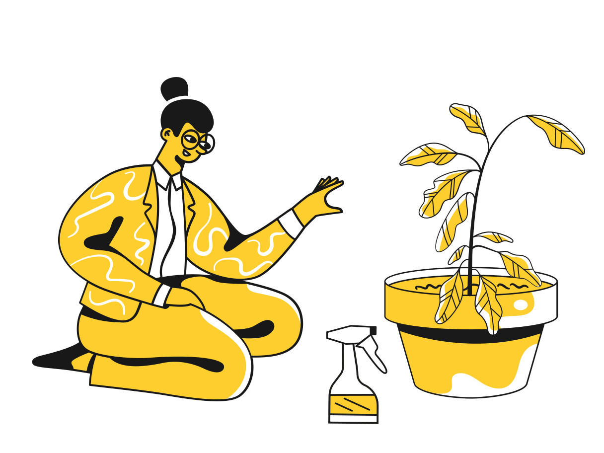 Woman growing a plant Illustration in PNG, SVG