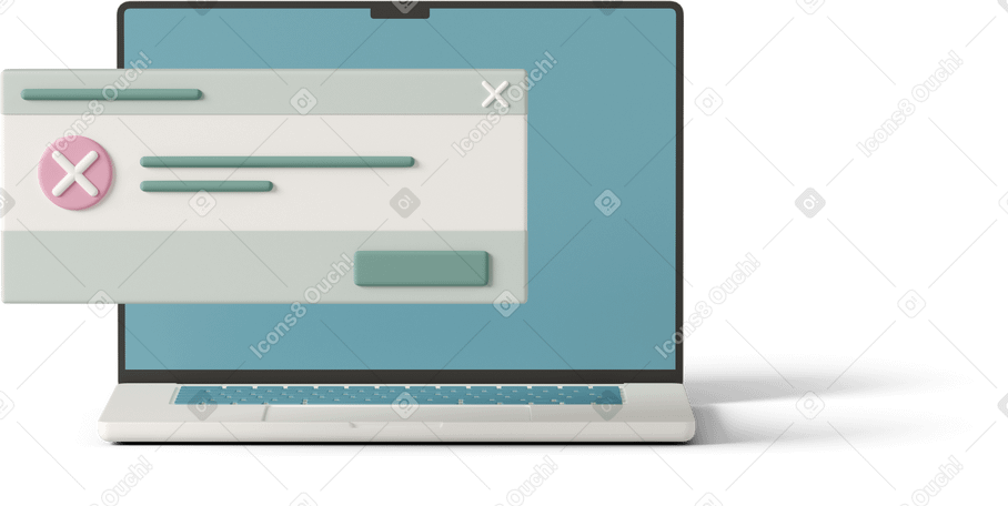 3D error message on laptop background PNG、SVG
