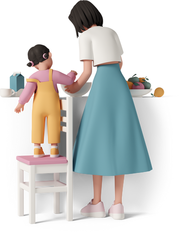 mom and daughter cooking PNG, SVG