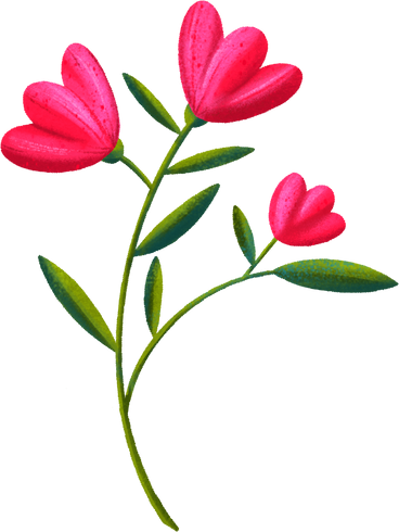 three red blossoming buds on a branch PNG, SVG