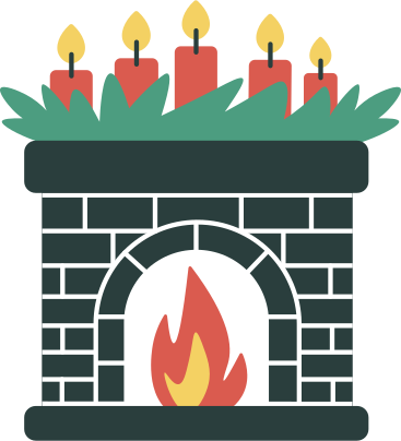 Fireplace in christmas decorations PNG, SVG