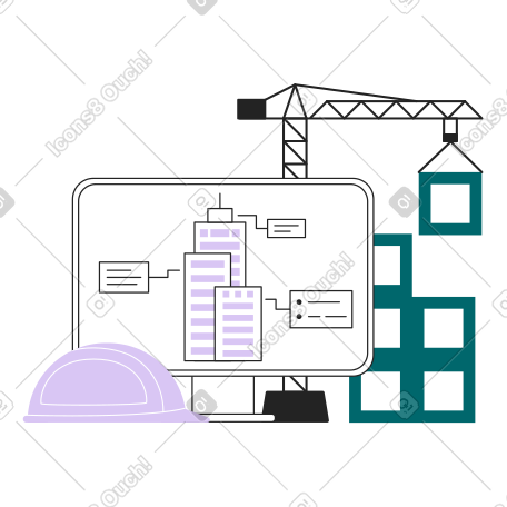 计算机上的建筑施工和建筑规划 PNG, SVG