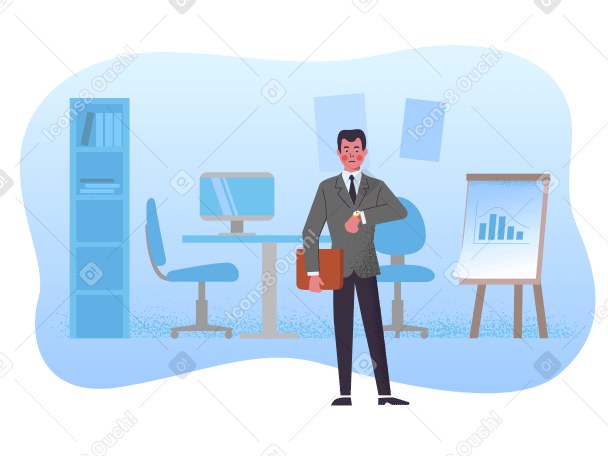 Businessman at the office Illustration in PNG, SVG