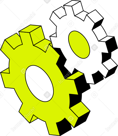 two gears animated illustration in GIF, Lottie (JSON), AE