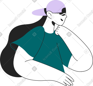 半个女人用手托着头 PNG, SVG