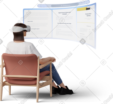 Young woman in vr headset PNG, SVG