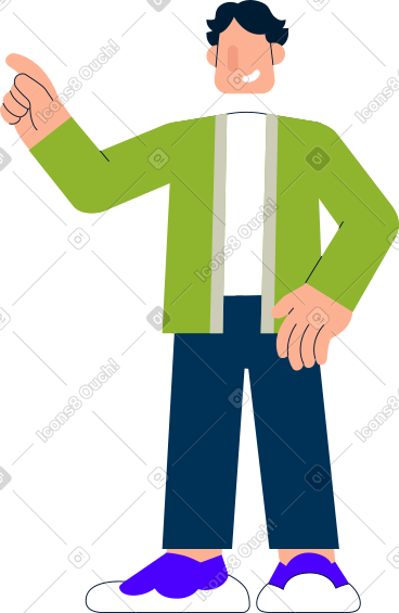 Man smiles and points with his hand PNG, SVG