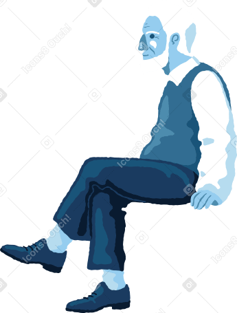 old man sitting side view Illustration in PNG, SVG