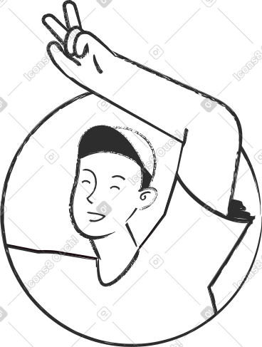 Avatar of a man showing a victory sign PNG, SVG