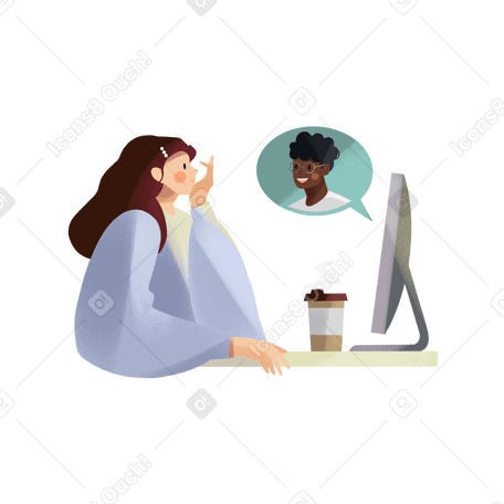 Friends talking on video call Illustration in PNG, SVG