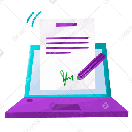 Signing documents online Illustration in PNG, SVG