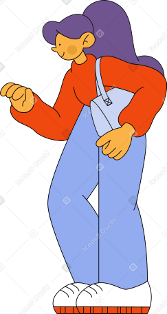 man with a bag leaning on something Illustration in PNG, SVG