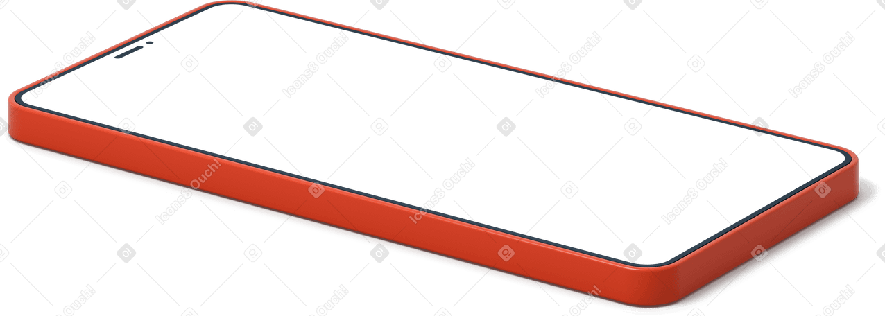3D Red smartphone with blank white screen Illustration in PNG, SVG