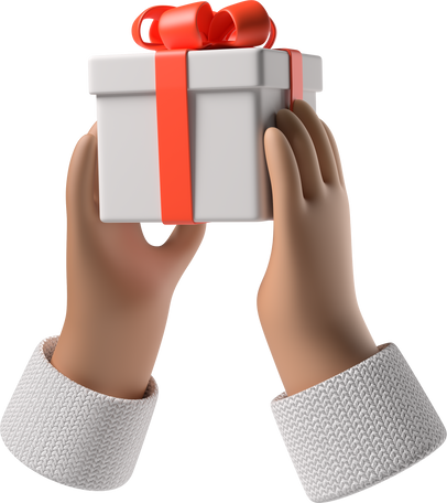 3D Tanned skin hands holding a gift box PNG, SVG