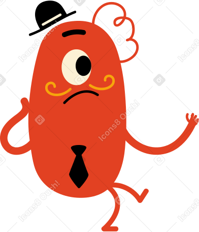 Красный персонаж с усами в PNG, SVG