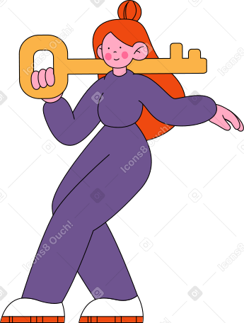 woman with a big key on her shoulders PNG、SVG