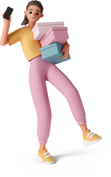 girl with boxes PNG, SVG