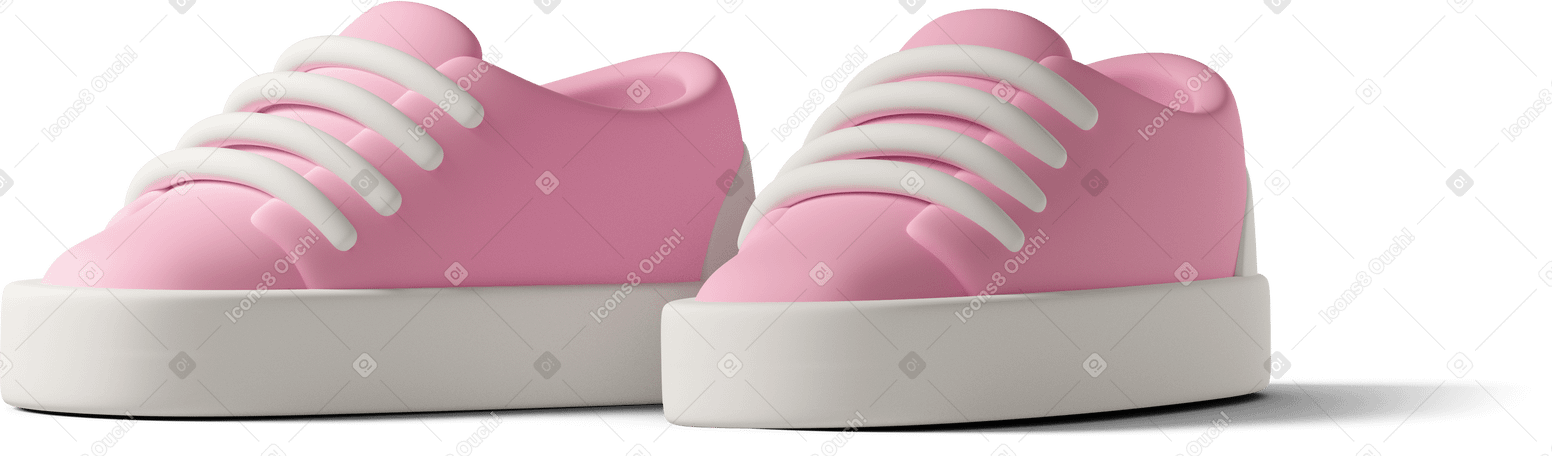 3D pink sneakers on ground Illustration in PNG, SVG