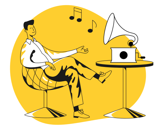 Listening to music Illustration in PNG, SVG