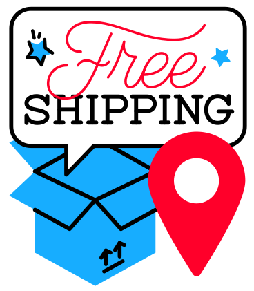 Lettrage du texte de livraison gratuite avec boîte de livraison et panneau de localisation PNG, SVG