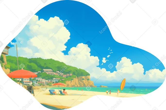 Летний пляжный фон в PNG, SVG