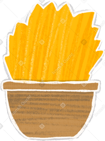 brown pot with yellow bush PNG、SVG