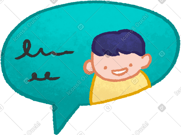 speech bubble with man and text PNG, SVG