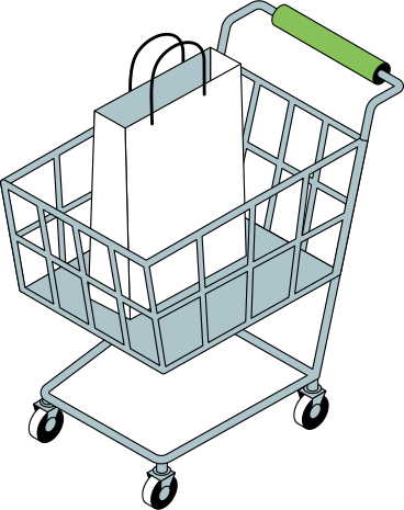 가방이 있는 쇼핑 카트 PNG, SVG