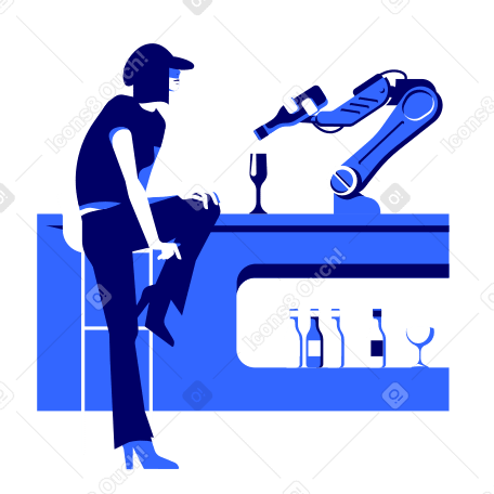 Woman sitting in robotic bar PNG, SVG