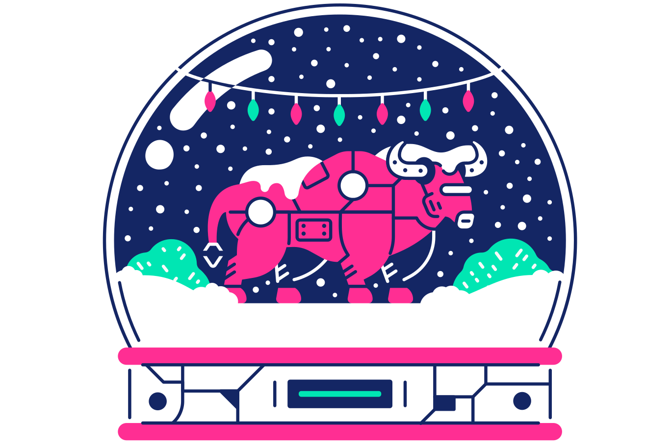 Bull in Snow Globe Illustration in PNG, SVG