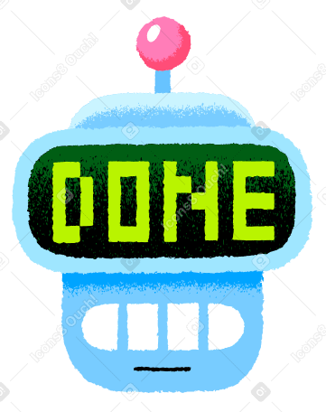 Robot with the word done on it PNG, SVG
