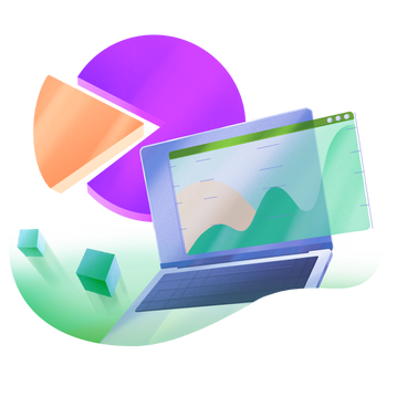 Analytical data on an open laptop PNG, SVG