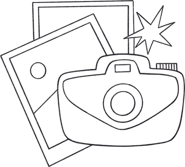 camera and two photos PNG, SVG