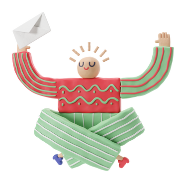 Person meditating and smiling joyfully with mail in their hand PNG, SVG