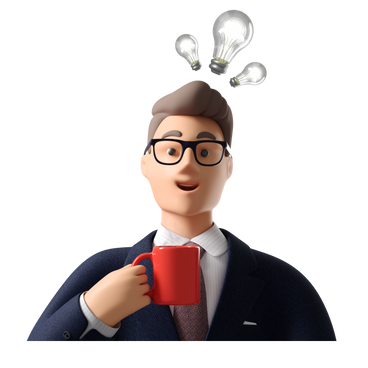 Businessman with a coffee mug got a new idea PNG, SVG