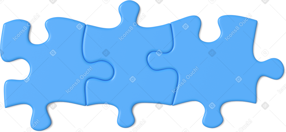 3D three blue puzzles Illustration in PNG, SVG