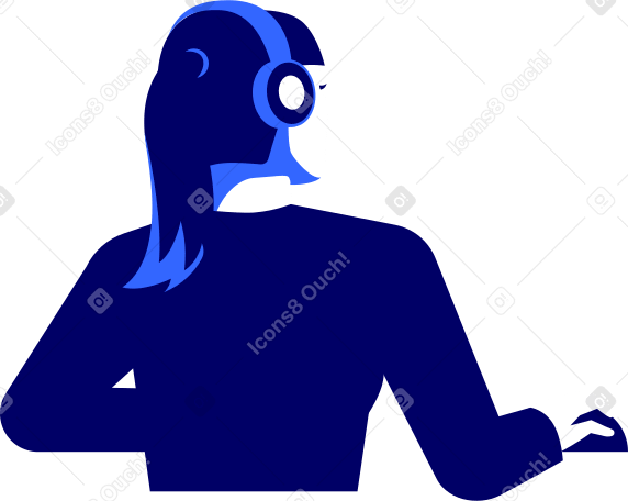 girl with headphones from the back Illustration in PNG, SVG