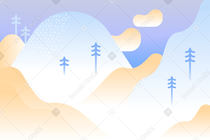 Фон с холмами и деревьями в PNG, SVG