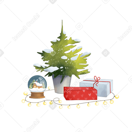Christmas tree with gifts Illustration in PNG, SVG