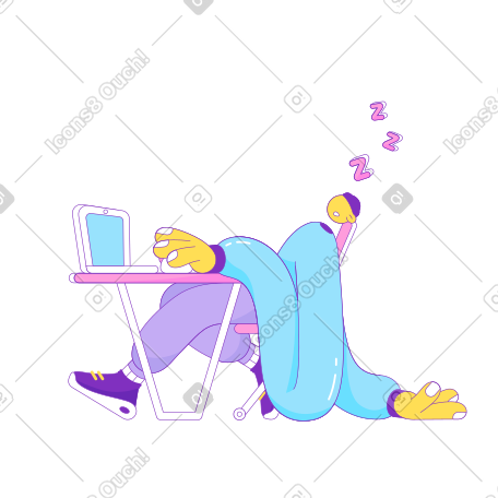 男人在笔记本电脑前睡觉 PNG, SVG