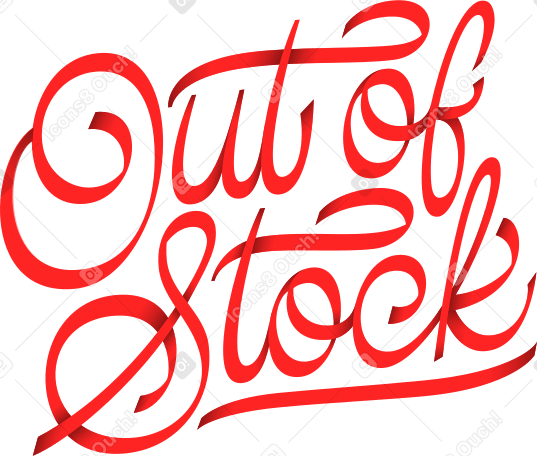 lettering out of stock with gradient shadows text PNG, SVG