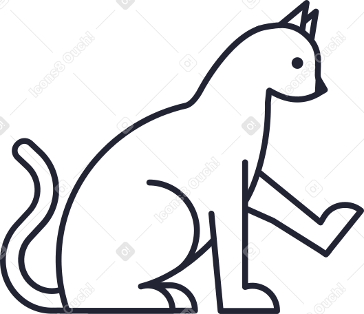Кошка подняла лапу в PNG, SVG