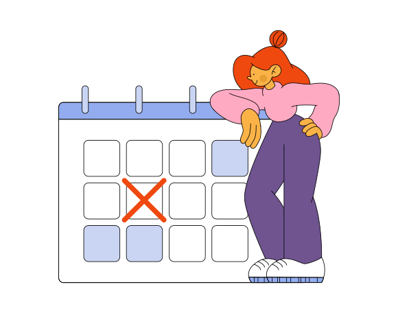 Иллюстрация Девушка стоит возле огромного календаря в PNG и SVG
