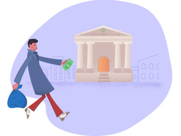 Man going to the bank to deposit money PNG, SVG