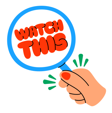 lettering sticker watch this hand and magnifier text PNG, SVG